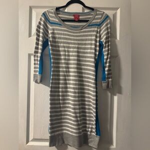 John & Jenn Gray and Blue Striped Dress